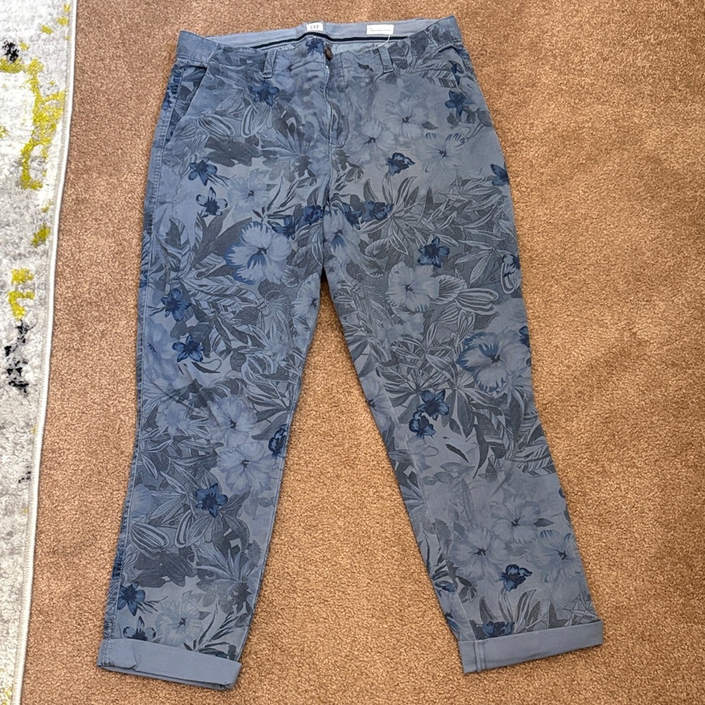 GAP Blue Floral Ankle Pants